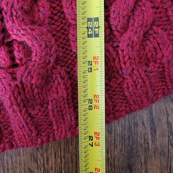 Claouknit Merino Wool Red Cardigan VTG Heavy Knit Made Ireland S Hand Finished - Picture 7 of 9